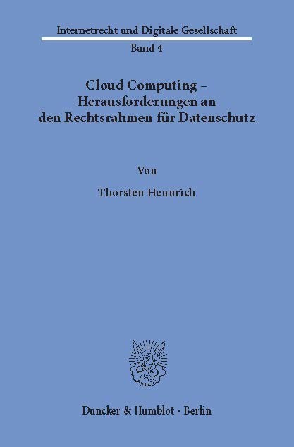 Cloud Computing - Herausforderungen an den Rechtsrahmen für Datenschutz. main product photo