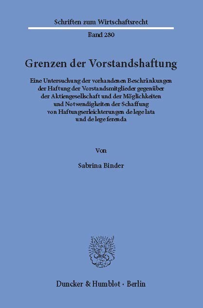 Grenzen der Vorstandshaftung. main product photo