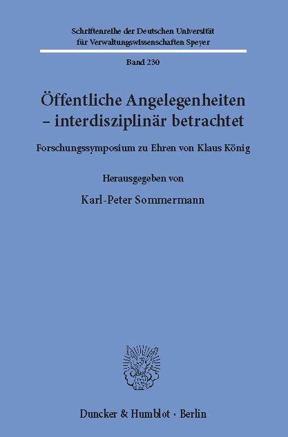 Öffentliche Angelegenheiten - interdisziplinär betrachtet. main product photo