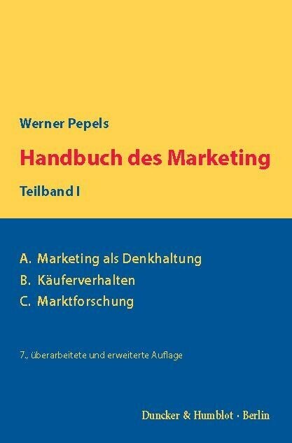 Handbuch des Marketing, Teilband I. main product photo