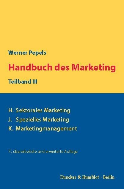 Handbuch des Marketing, Teilband III. main product photo
