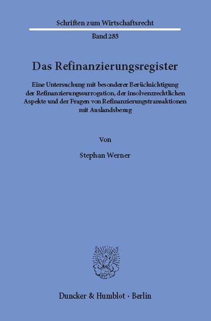 Das Refinanzierungsregister. main product photo