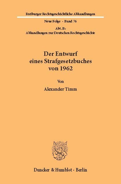 Der Entwurf eines Strafgesetzbuches von 1962. main product photo