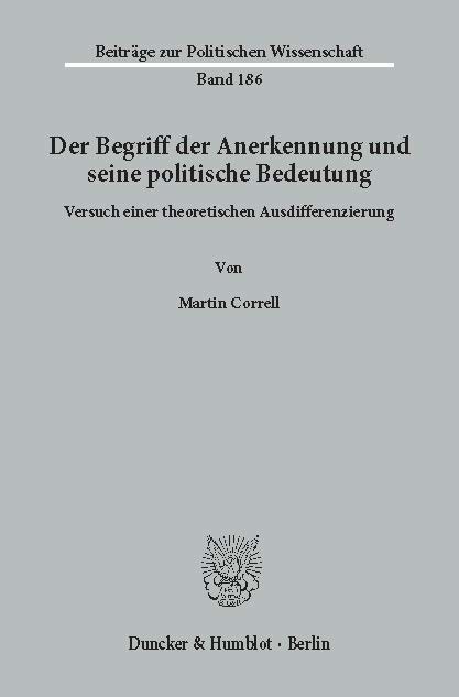 Der Begriff der Anerkennung und seine politische Bedeutung. main product photo