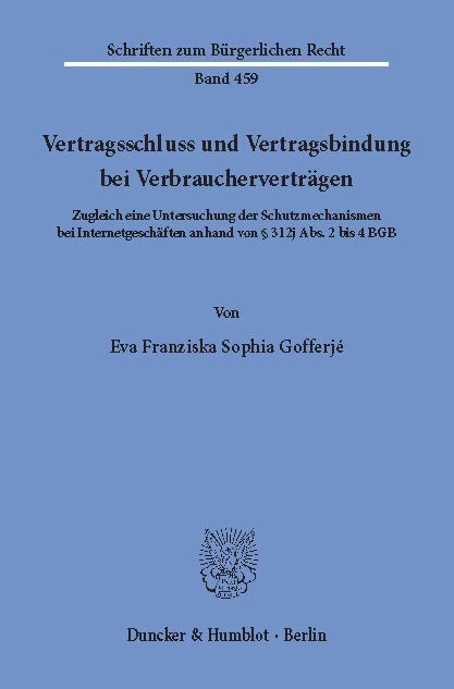 Vertragsschluss und Vertragsbindung bei Verbraucherverträgen. main product photo