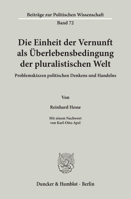 Die Einheit der Vernunft als Überlebensbedingung der pluralistischen Welt. main product photo