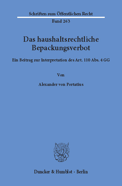 Das haushaltsrechtliche Bepackungsverbot. main product photo