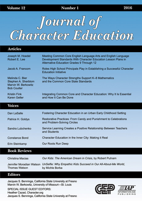 Journal of Character Education Issue main product photo