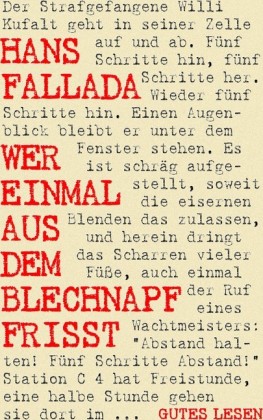 Wer einmal aus dem Blechnapf frißt
