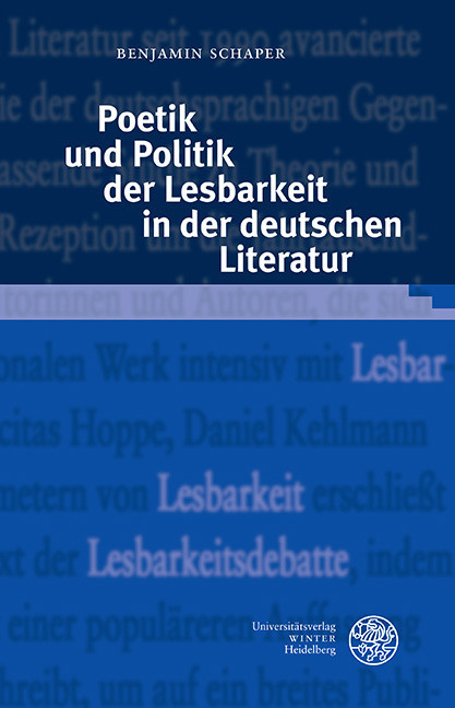 Poetik und Politik der Lesbarkeit in der deutschen Literatur main product photo