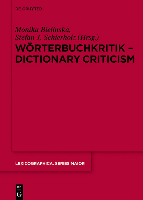 Wörterbuchkritik - Dictionary Criticism main product photo