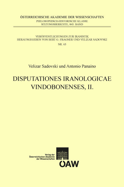 Disputationes Iranologicae Vindobonenses, II. main product photo