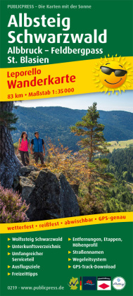 PublicPress Leporello Wanderkarte Albsteig, Schwarzwald, Albbruck - Feldbergpass - St. Blasien