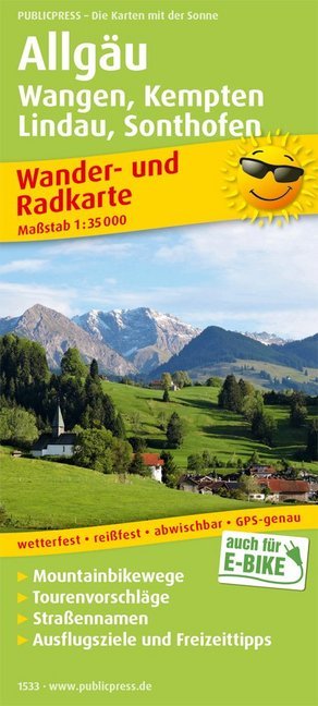 PublicPress Wander- und Radkarte Allgäu, Wangen, Kempten, Lindau, Sonthofen main product photo