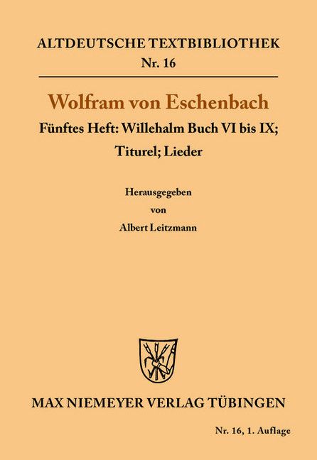 Willehalm Buch VI bis IX; Titurel; Lieder main product photo
