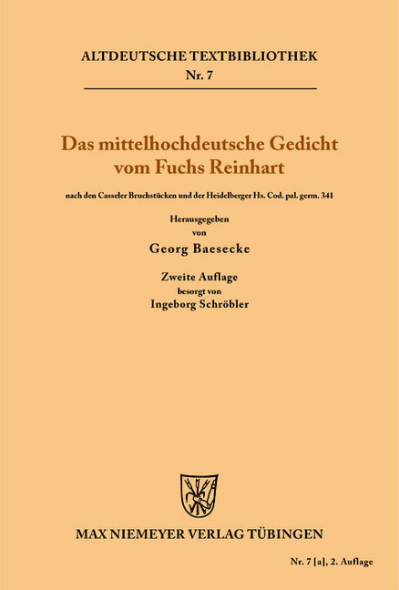 Das mittelhochdeutsche Gedicht vom Fuchs Reinhart main product photo