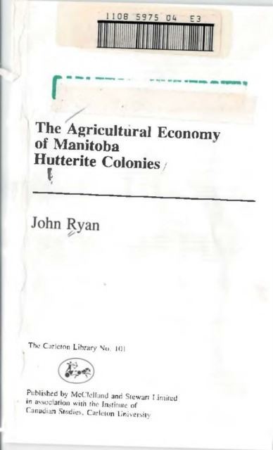 Agricultural Economy of Manitoba Hutterite Colonies main product photo