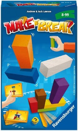 Ravensburger 23444 - Make 'n' Break, Mitbringspiel für 2-4 Spieler, Kinderspiel ab 8 Jahren, kompaktes Format, Reisespiel, Aktionsspiel