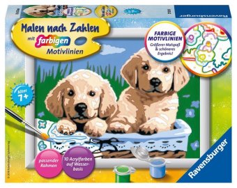 Ravensburger Malen nach Zahlen 27839 - Süße Hundewelpen - Kinder ab 7 Jahren