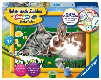 Ravensburger Malen nach Zahlen 27840 - Kätzchen und Häschen - Kinder ab 7 Jahren