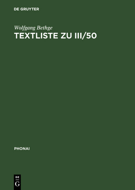Textliste zu III/50 main product photo