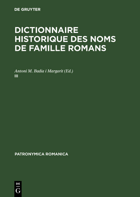 Dictionnaire historique des noms de famille romans (III) main product photo