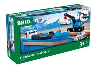 Containerschiff mit Kranwagen