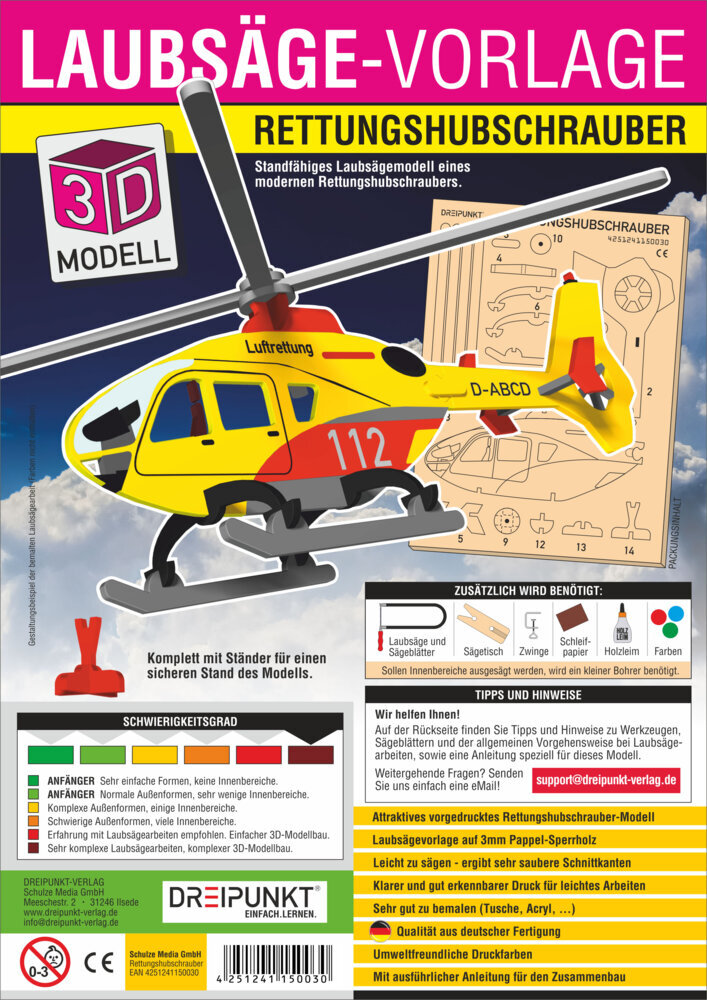3D Laubsäge-Vorlage Rettungshubschrauber main product photo