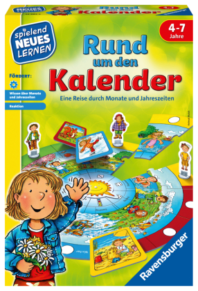 Ravensburger 24984 - Rund um den Kalender - Spielen und Lernen für Kinder, Lernspiel für Kinder von 4-7 Jahren, Spielend Neues Lernen für 2-4 Spieler
