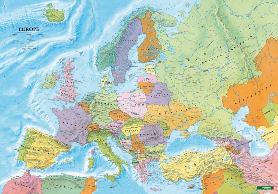 Europe political, Poster 1:6 Mill., Flat in tube, Planokarte main product photo