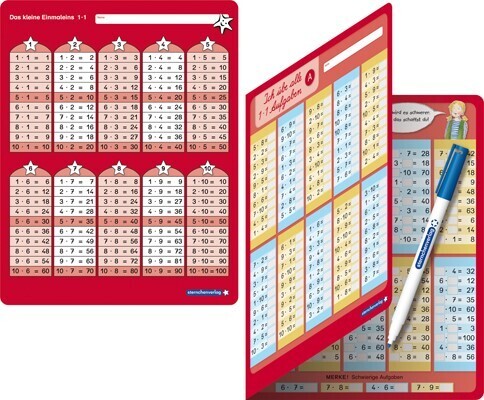 Das kleine 1x1 / Ich übe alle 1x1-Aufgaben, 2 Übungstafeln mit Stift main product photo