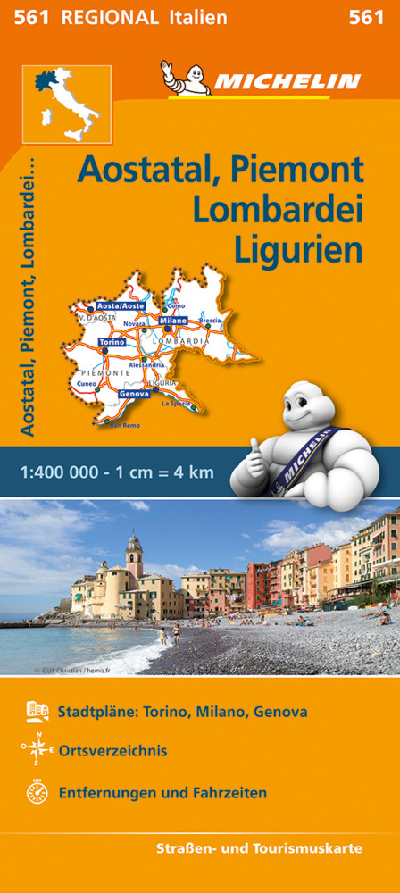Michelin Karte Aostatal, Piemont, Lombardei und Ligurien main product photo