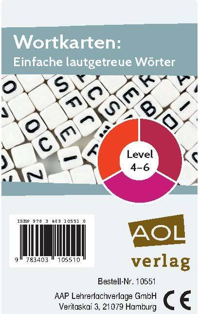 Wortkarten: Einfache lautgetreue Wörter - Level 4-6 (Kartenspiel) main product photo