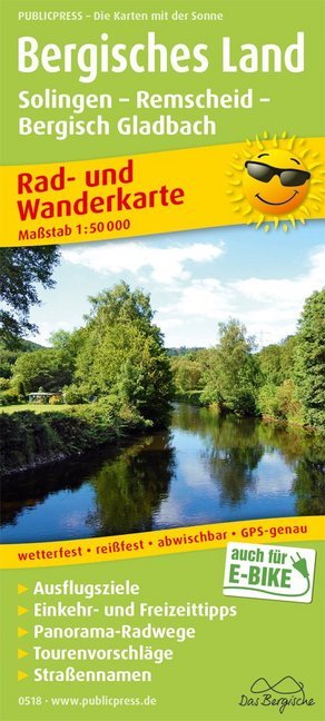 PUBLICPRESS Rad- und Wanderkarte Bergisches Land, Solingen - Remscheid - Bergisch Gladbach main product photo
