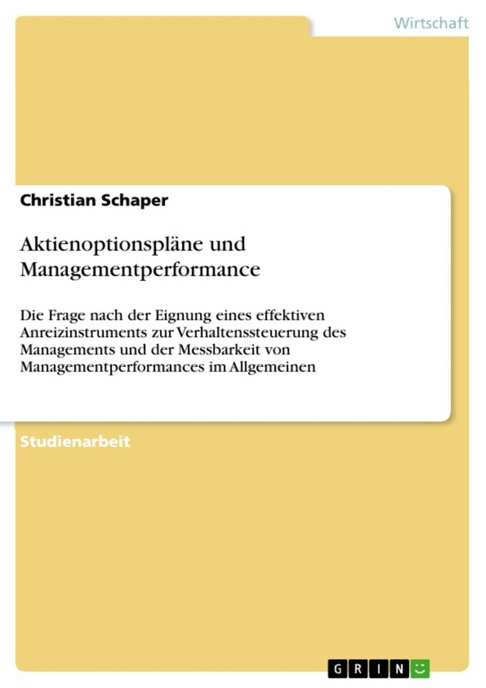 Aktienoptionspläne und Managementperformance main product photo