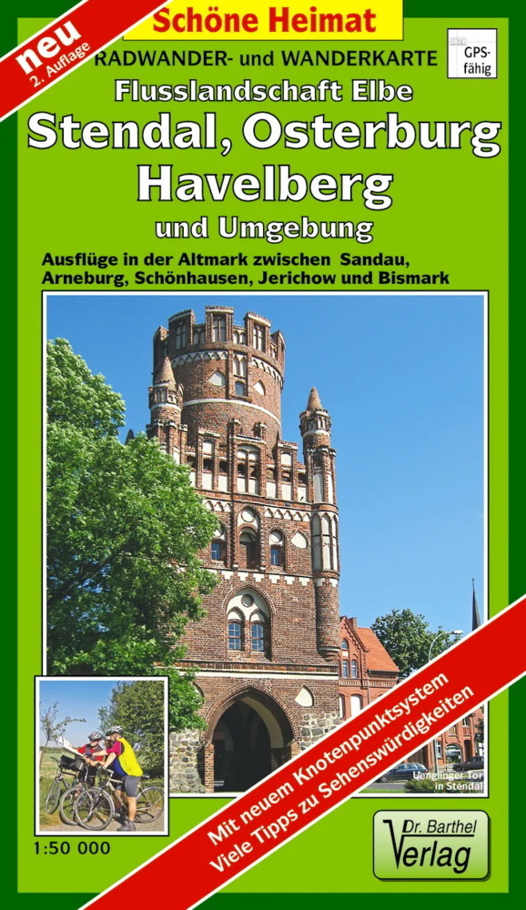Radwander- und Wanderkarte Flusslandschaft Elbe, Stendal, Osterburg, Havelberg und Umgebung main product photo