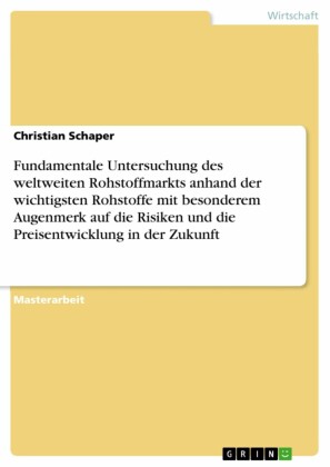 Fundamentale Untersuchung des weltweiten Rohstoffmarkts anhand der wichtigsten Rohstoffe mit besonderem Augenmerk auf die Risiken und die Preisentwicklung in der Zukunft