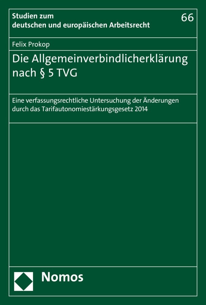Die Allgemeinverbindlicherklärung nach 5 TVG main product photo