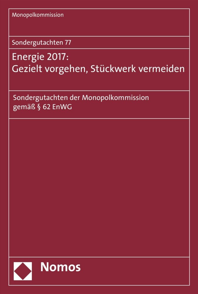 Sondergutachten 76: Bahn 2017: Wettbewerbspolitische Baustellen main product photo