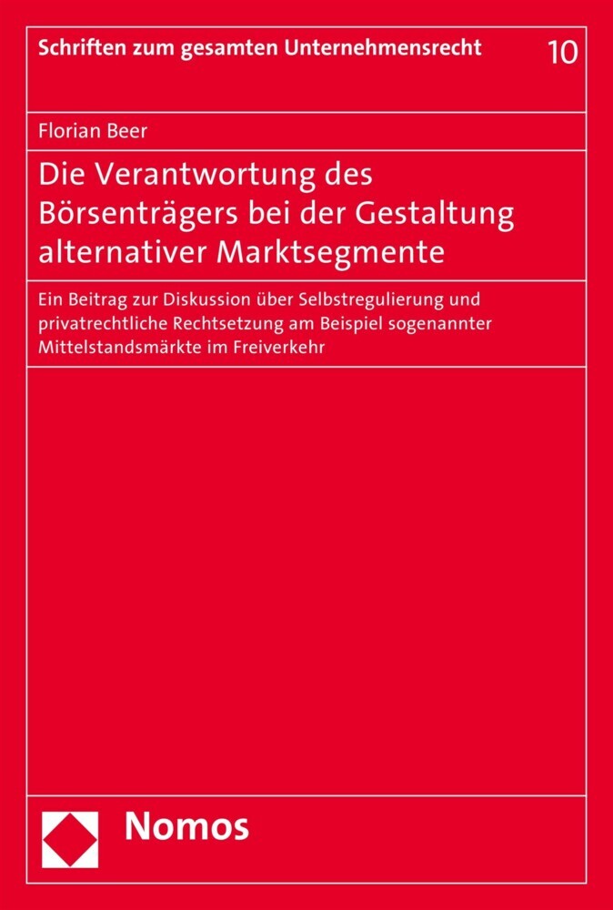 Die Verantwortung des Börsenträgers bei der Gestaltung alternativer Marktsegmente main product photo