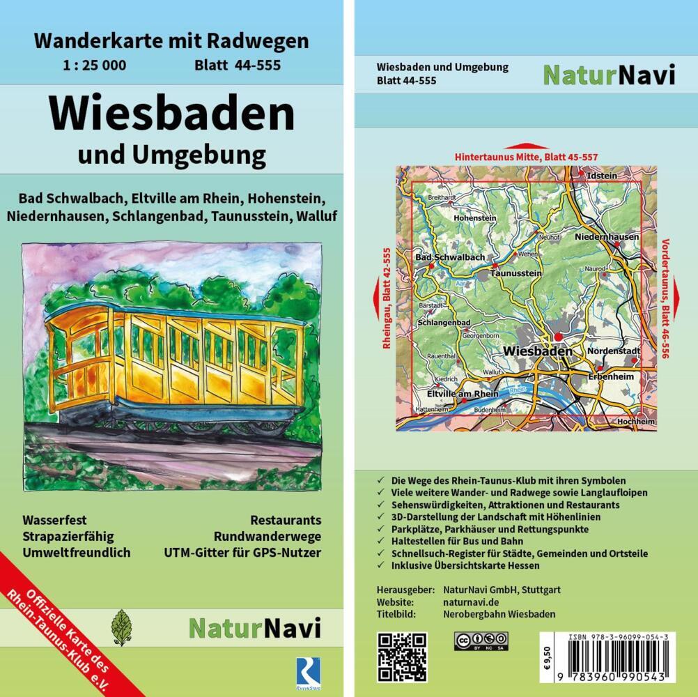 NaturNavi Wanderkarte mit Radwegen Wiesbaden und Umgebung main product photo