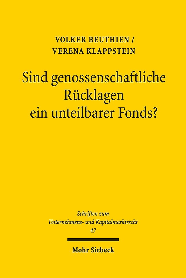 Sind genossenschaftliche Rücklagen ein unteilbarer Fonds? main product photo