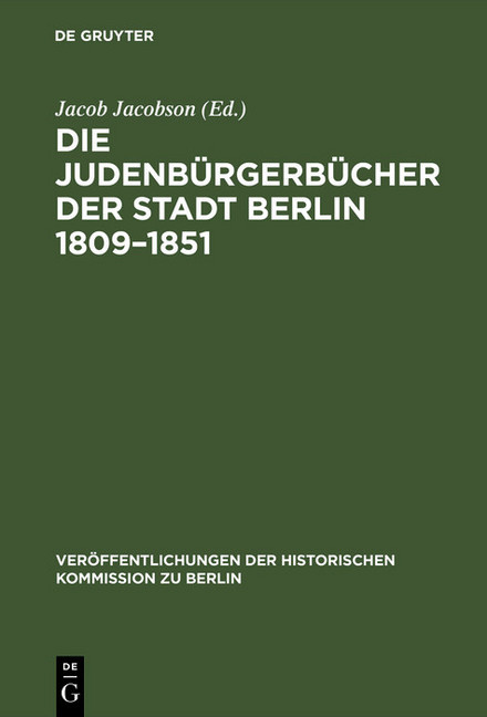 Die Judenbürgerbücher der Stadt Berlin 1809-1851 main product photo