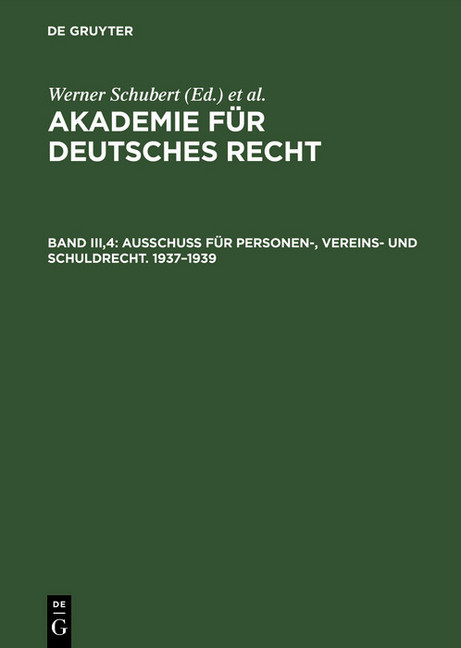 Ausschuß für Personen-, Vereins- und Schuldrecht. 1937-1939 main product photo