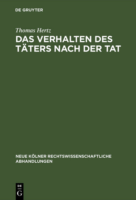Das Verhalten des Täters nach der Tat main product photo