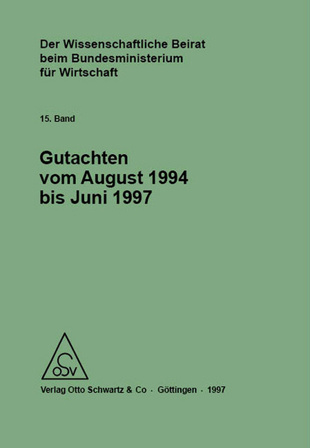 Der Wissenschaftliche Beirat beim Bundesministerium für Wirtschaft - Gutachten main product photo