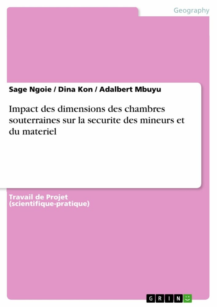 Impact des dimensions des chambres souterraines sur la securite des mineurs et du materiel main product photo