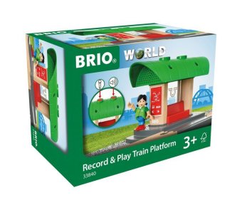 BRIO World 33840 Bahnhof mit Aufnahmefunktion - Eisenbahnzubehör für die BRIO Holzeisenbahn - Kleinkinderspielzeug empfohlen für Kinder ab 3 Jahren