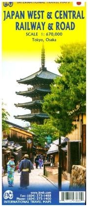 International Travel Map ITM Touristik Karte Japan West & Central Railway