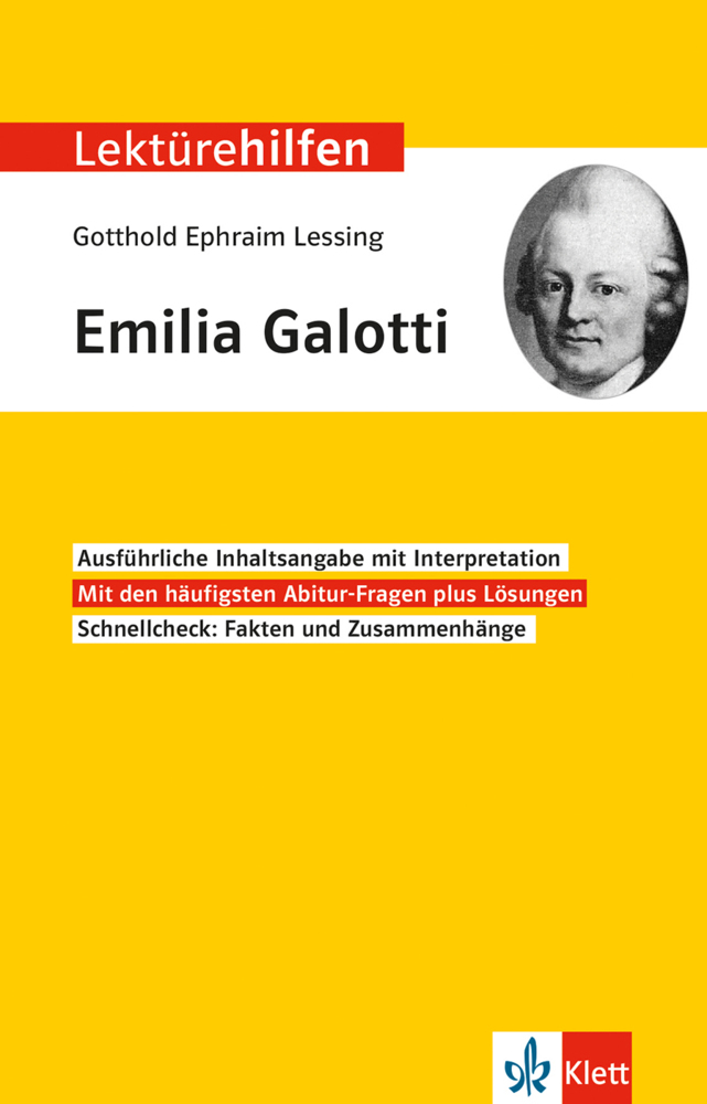 Klett Lektürehilfen Gotthold Ephraim Lessing, Emilia Galotti main product photo
